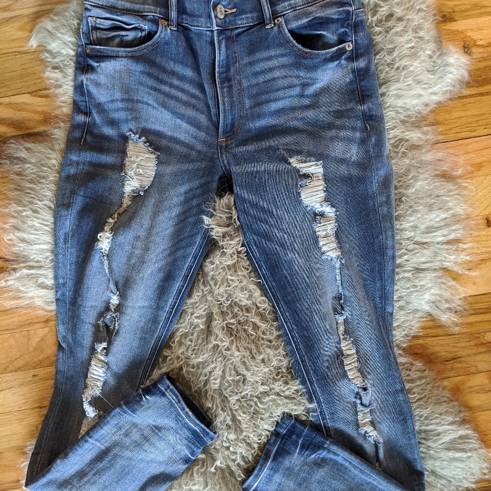 Express Destroyed legging jeans highrise sz 10R